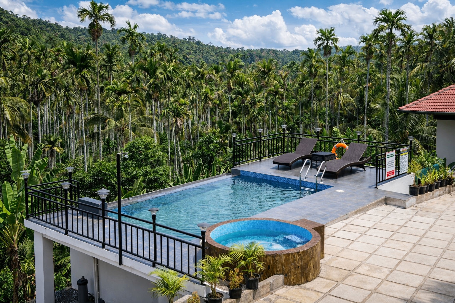 WayLife rooftop infinity pool with hill views